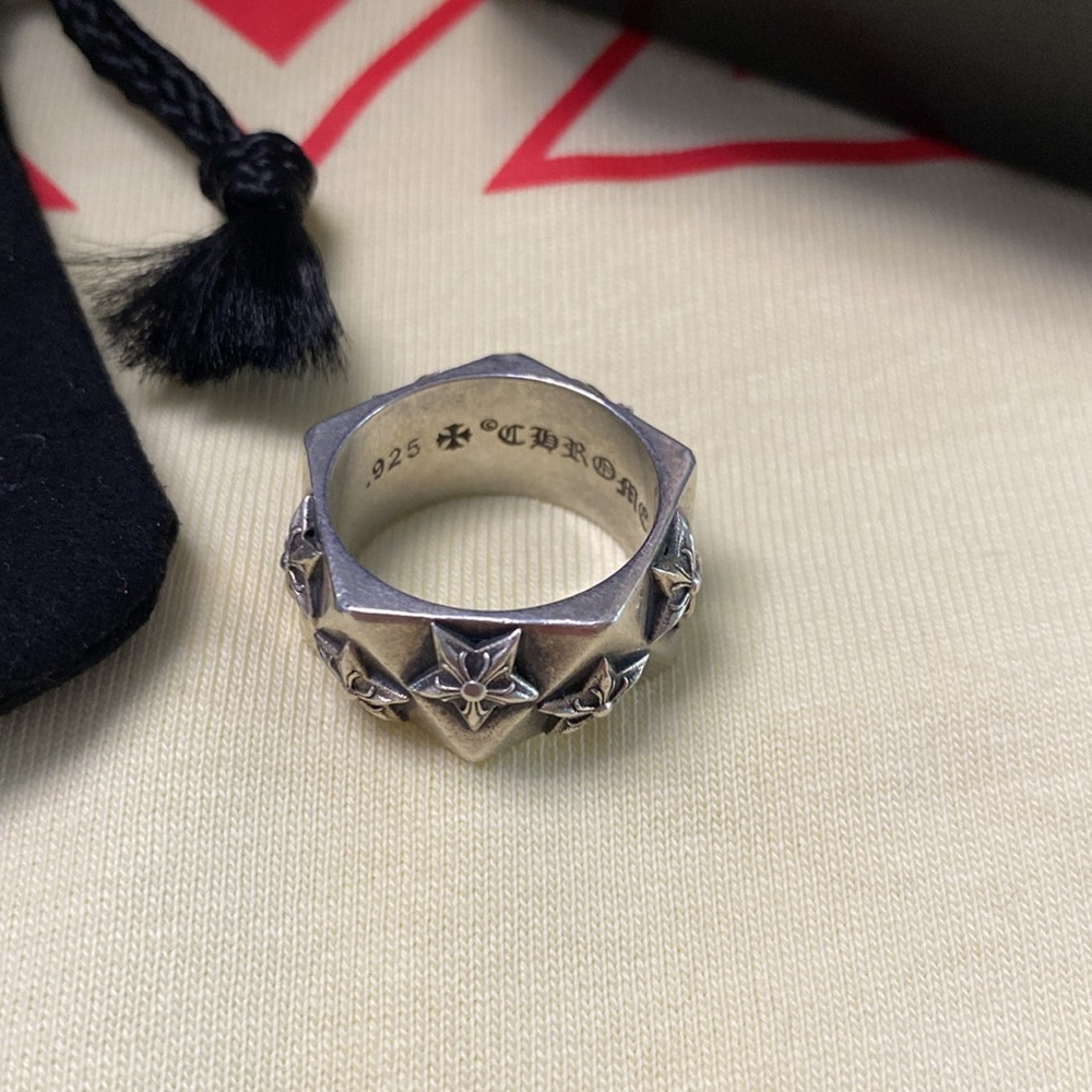 Chrome Hearts Pentagram Design Silver Ring Men - Picture 4 of 6